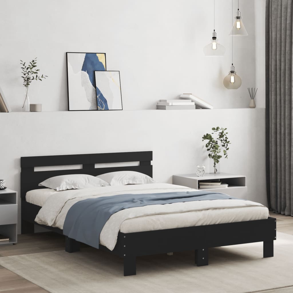 Giroletto con Testiera Nero 120x200 cm in Legno Multistrato | homemem39