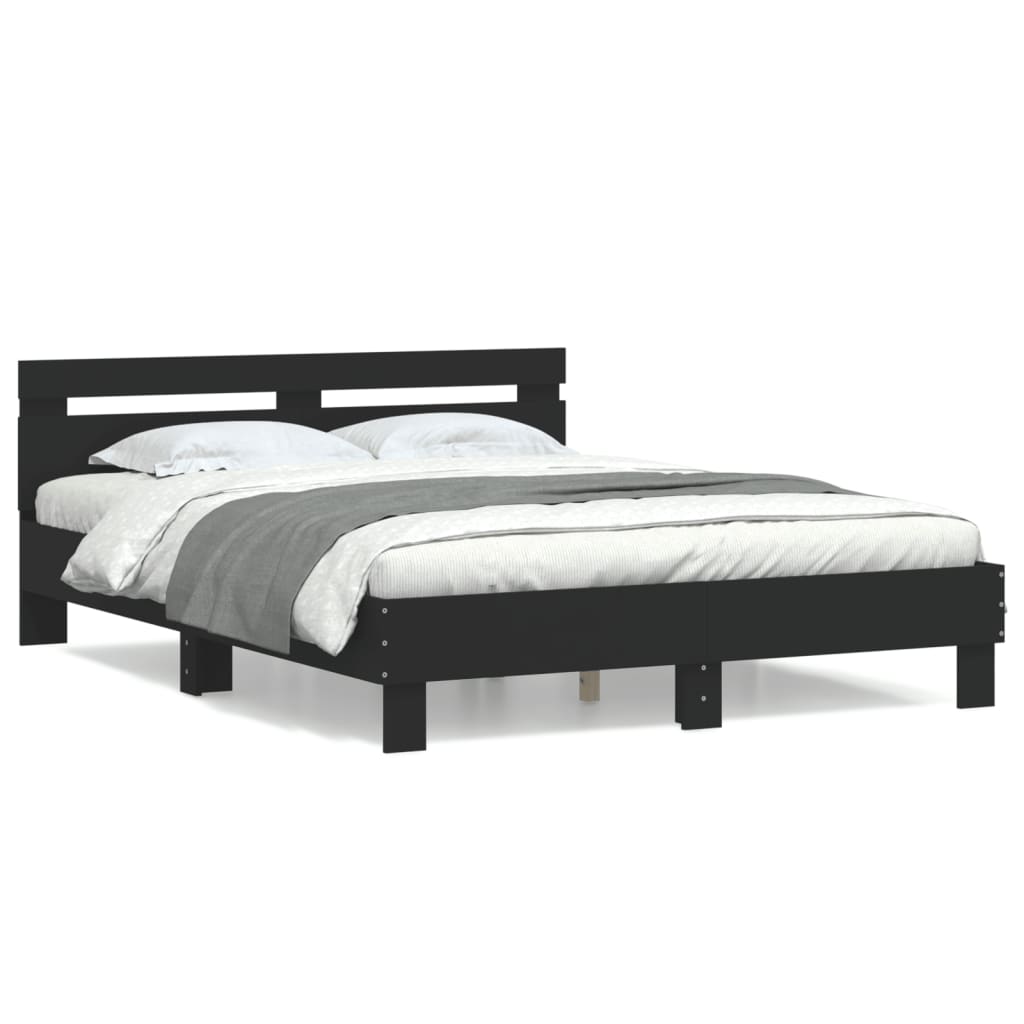 Giroletto con Testiera Neri 140x190 cm in Legno Multistrato | homemem39