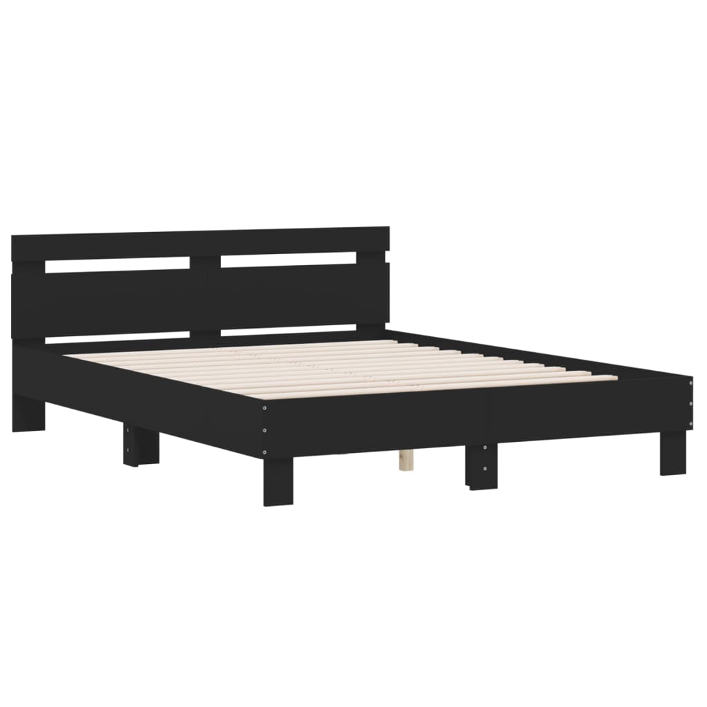 Giroletto con Testiera Neri 140x190 cm in Legno Multistrato | homemem39