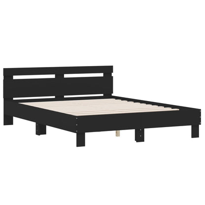 Giroletto con Testiera Neri 140x190 cm in Legno Multistrato | homemem39