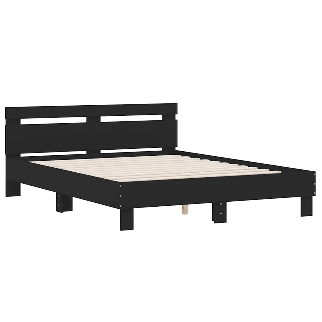 Giroletto con Testiera Neri 140x190 cm in Legno Multistrato