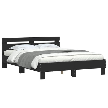 Giroletto con Testiera Neri 140x190 cm in Legno Multistrato | homemem39