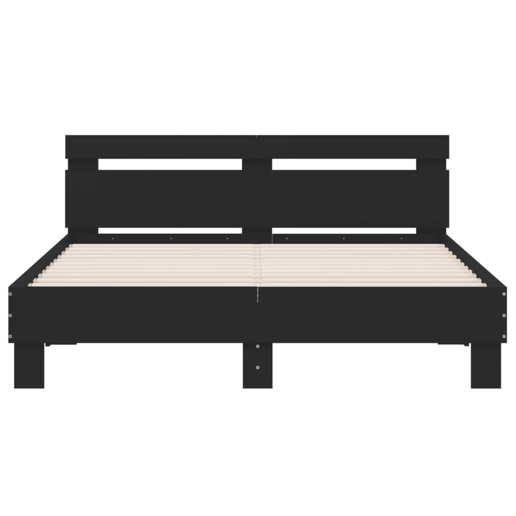 Giroletto con Testiera Neri 140x190 cm in Legno Multistrato | homemem39