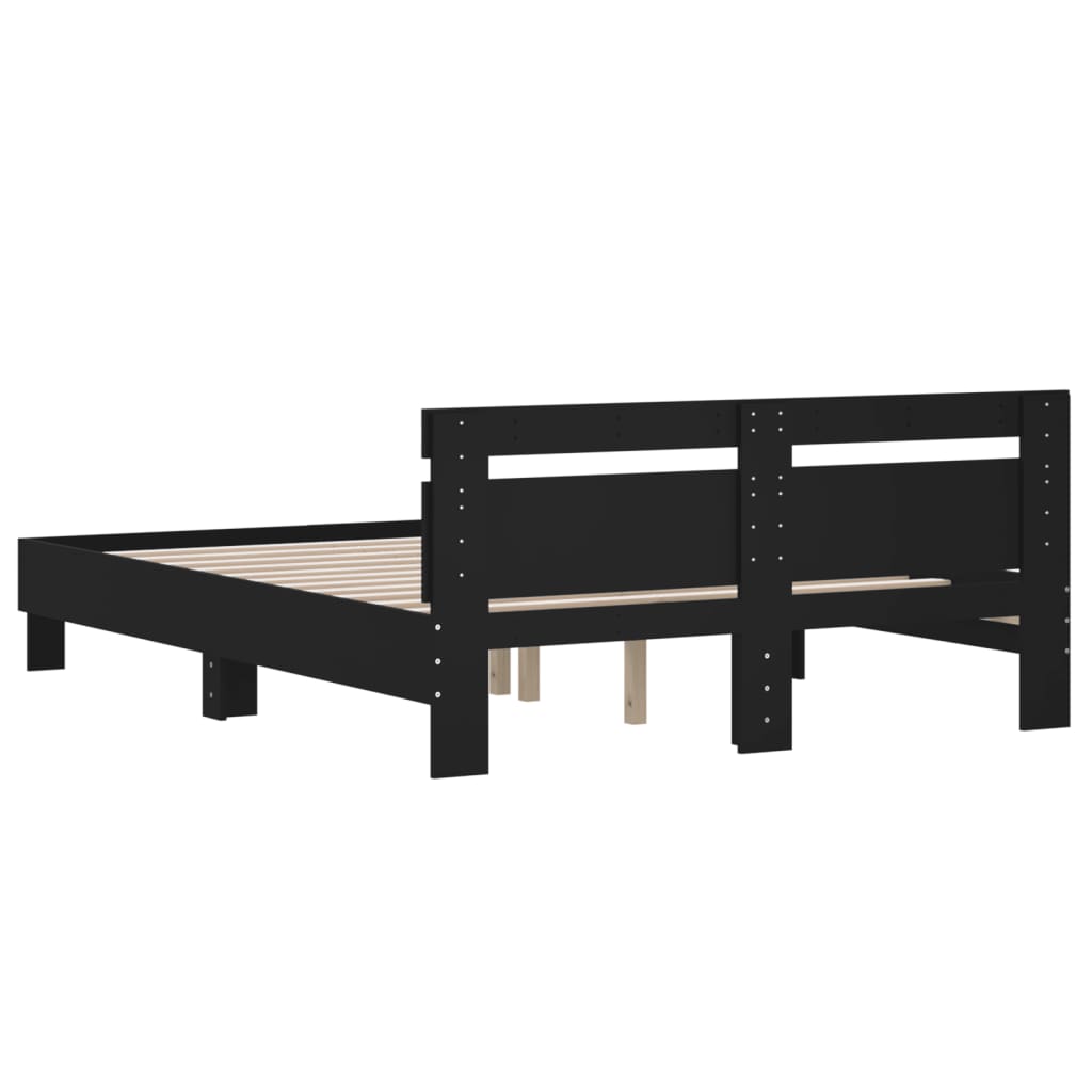 Giroletto con Testiera Neri 140x190 cm in Legno Multistrato | homemem39