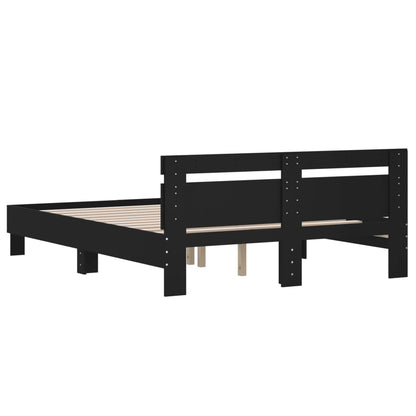 Giroletto con Testiera Neri 140x190 cm in Legno Multistrato | homemem39