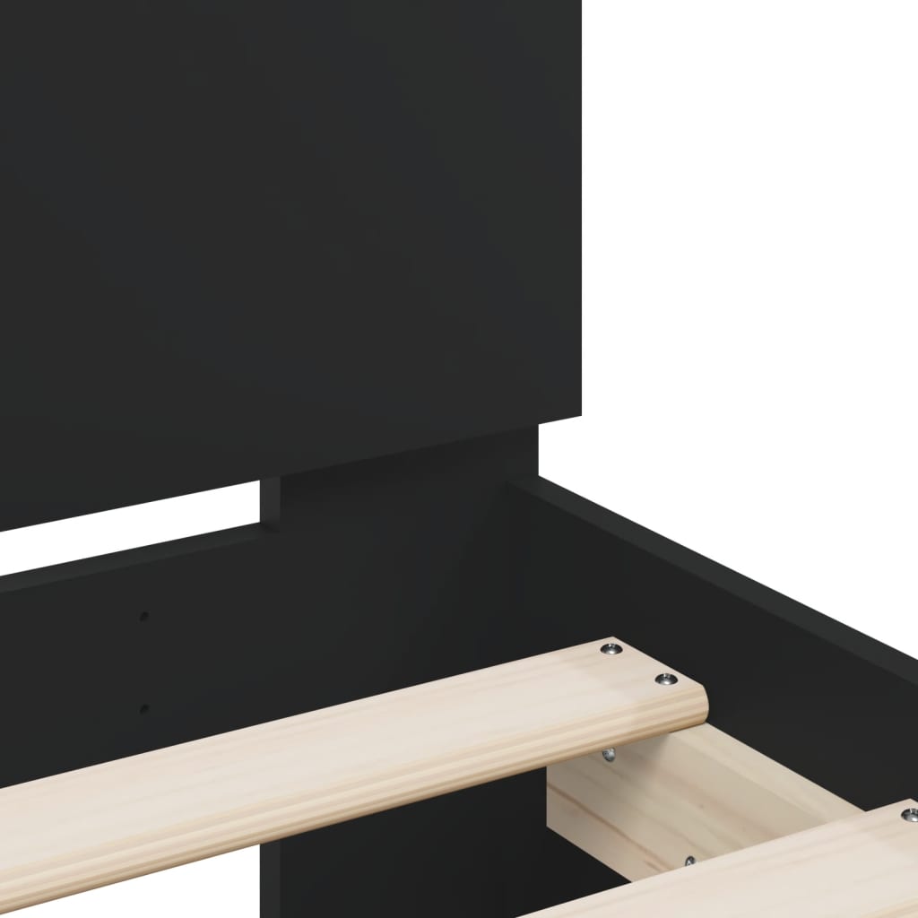 Giroletto con Testiera Neri 140x190 cm in Legno Multistrato | homemem39