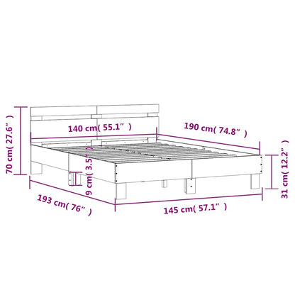 Giroletto con Testiera Neri 140x190 cm in Legno Multistrato
