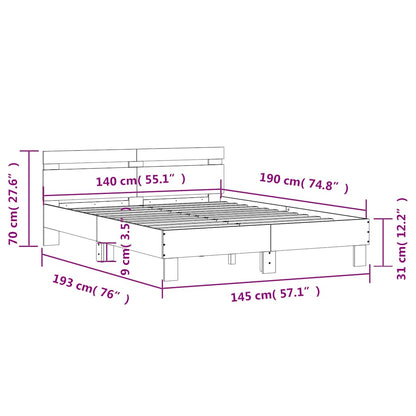 Giroletto Testiera Grigio Cemento 140x190 cm Legno Multistrato