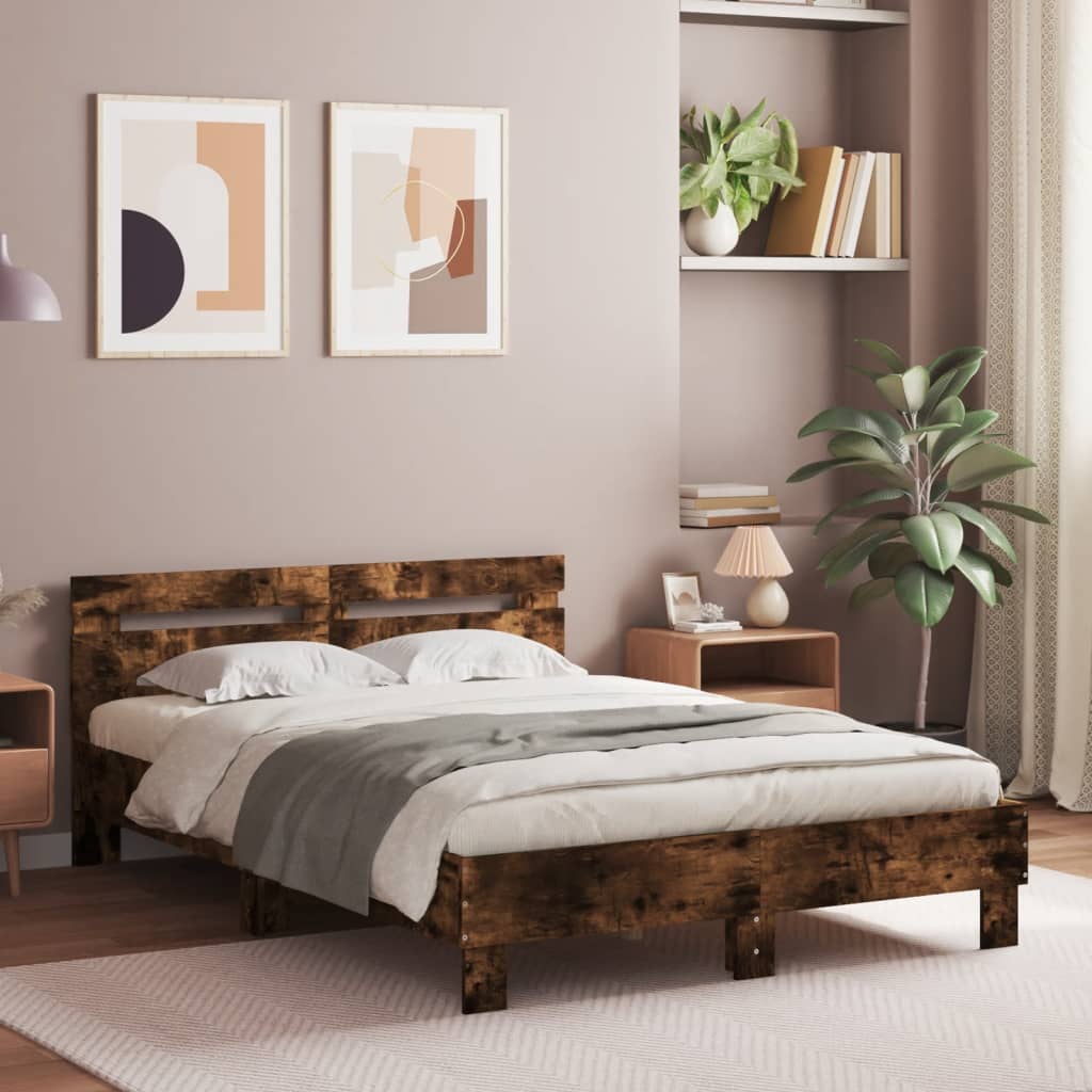 Giroletto con Testiera Rovere Fumo 135x190 cm Legno Multistrato | homemem39