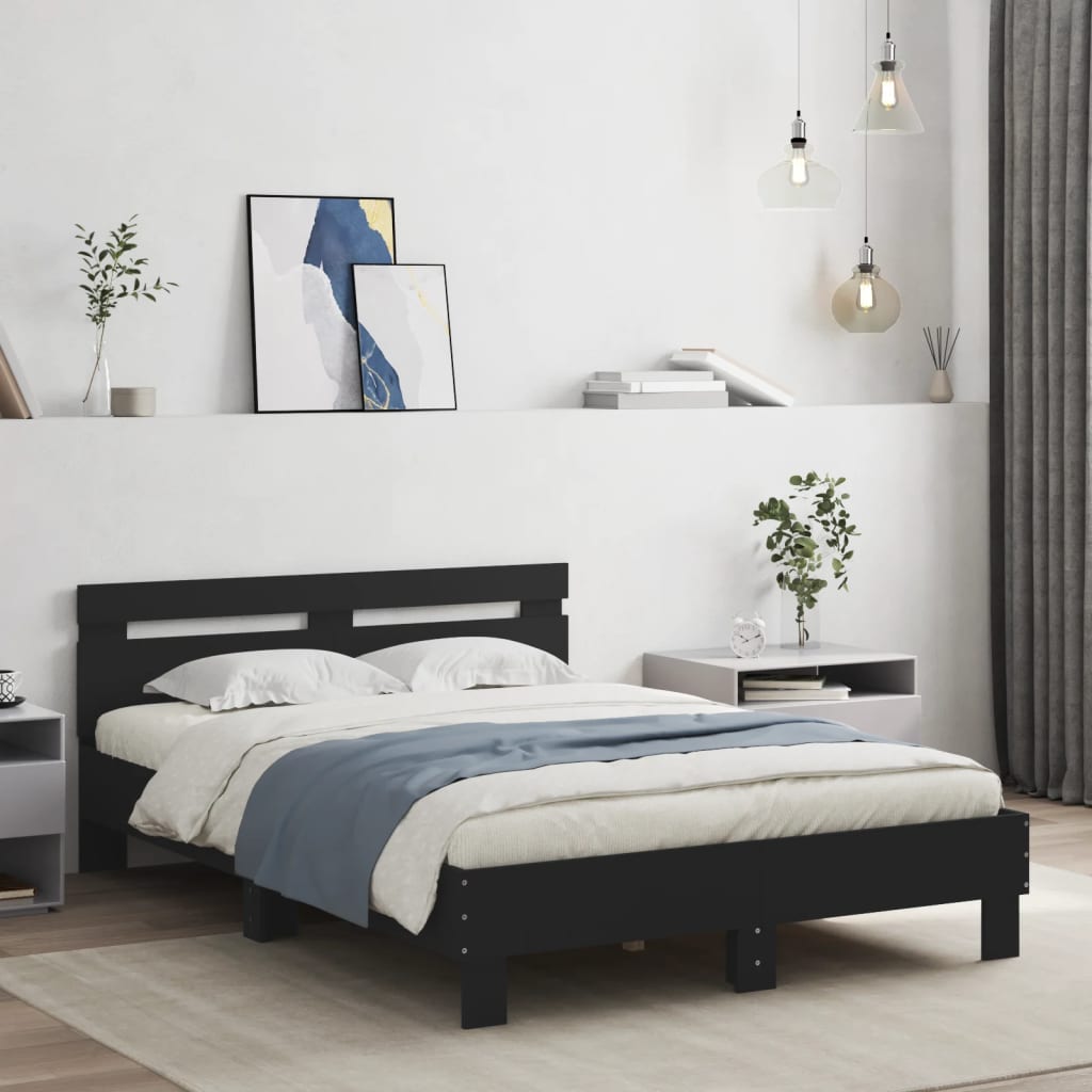 Giroletto con Testiera Nero 120x190 cm in Legno Multistrato | homemem39