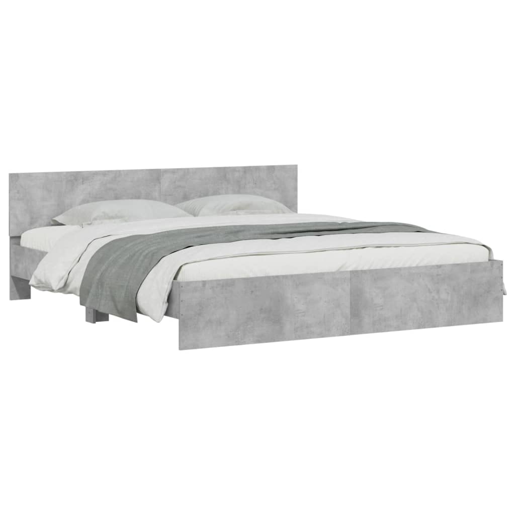 Bedframe with Cement Gray Headboard 200x200 cm