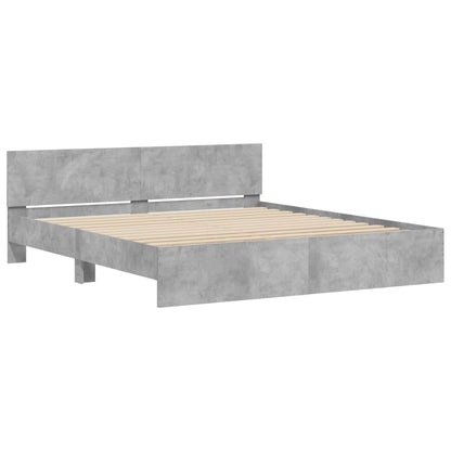 Bedframe with Cement Gray Headboard 200x200 cm