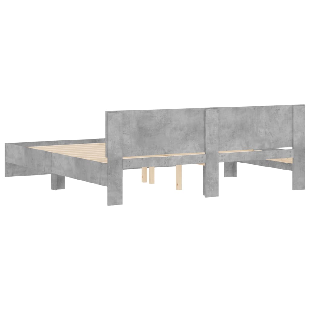 Bedframe with Cement Gray Headboard 200x200 cm