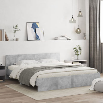 Bedframe with Cement Gray Headboard 200x200 cm