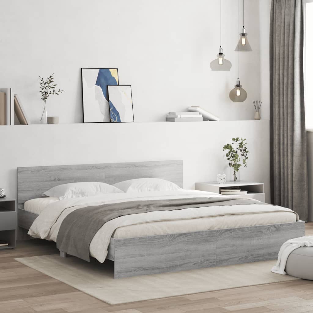 Giroletto con Testiera Grigio Sonoma 160x200 cm | homemem39