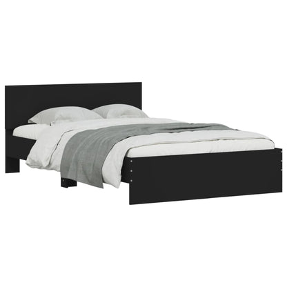 Black bed frame with headboard 135x190 cm