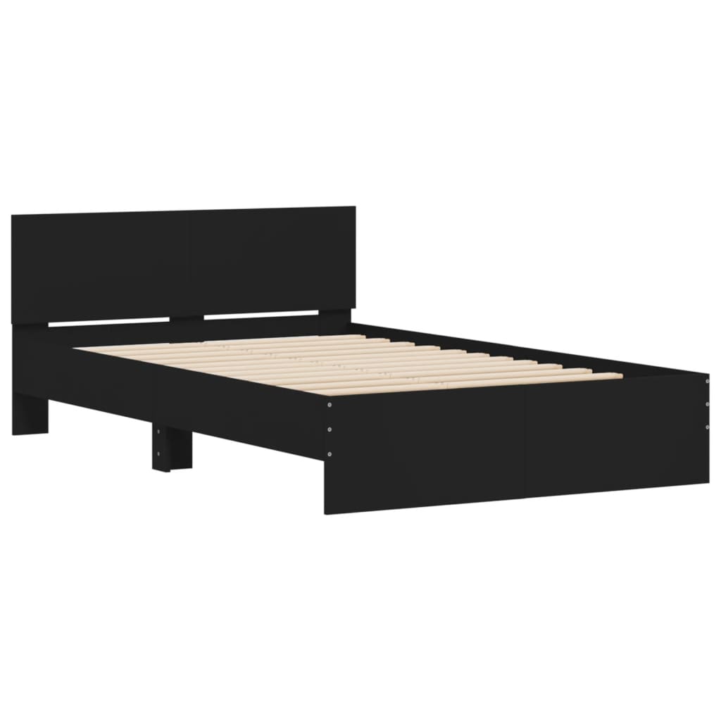 Black bed frame with headboard 135x190 cm