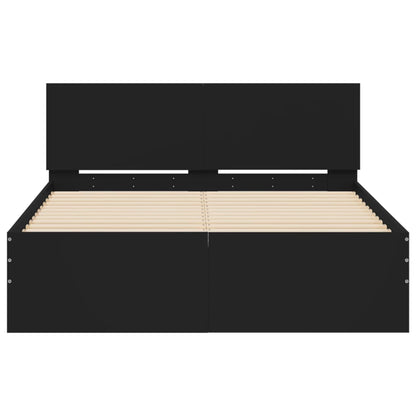 Black bed frame with headboard 135x190 cm