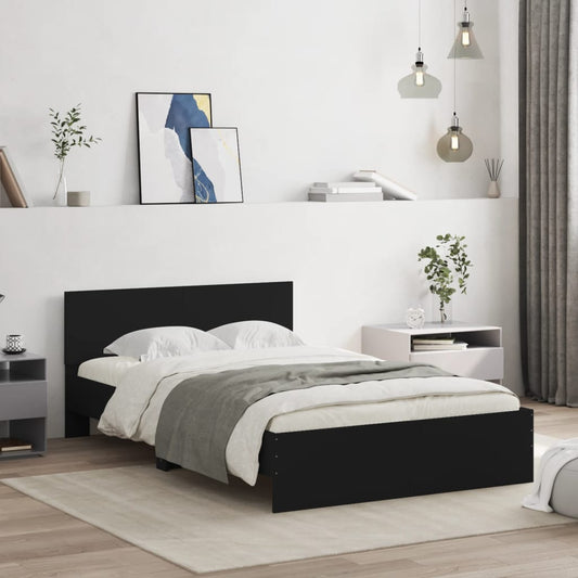 Black bed frame with headboard 135x190 cm