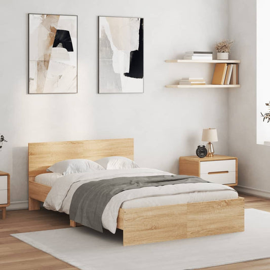 Bed frame with Sonoma Oak headboard 135x190 cm