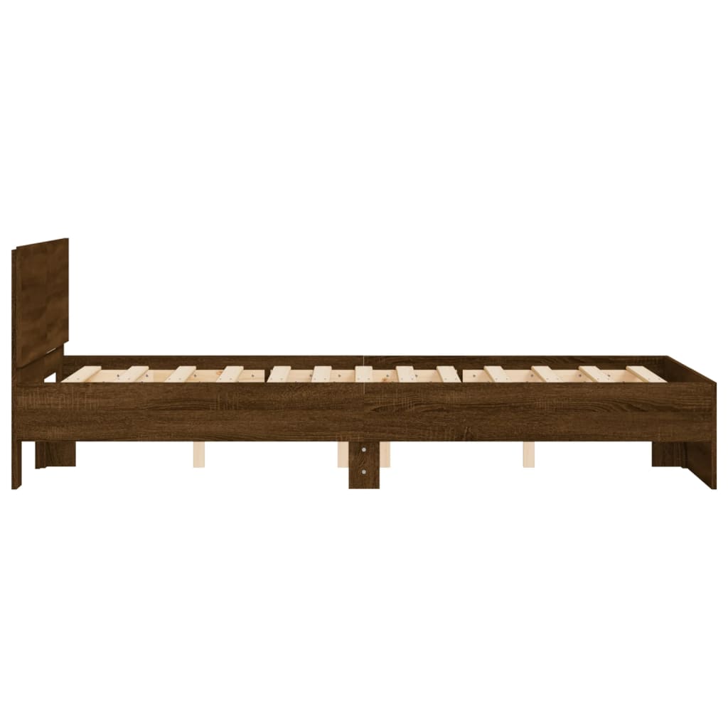 Bed frame with brown oak headboard 135x190 cm