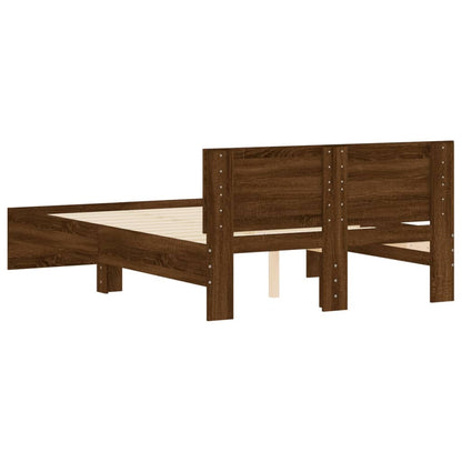 Bed frame with brown oak headboard 135x190 cm