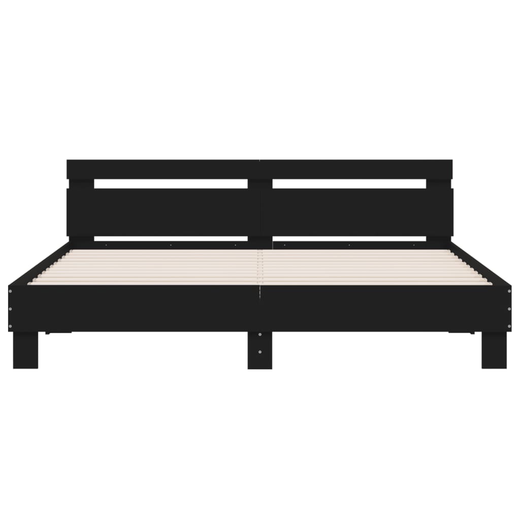 Giroletto con Testiera e LED Nero 200x200 cm | homemem39