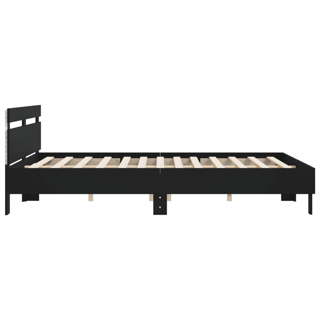 Giroletto con Testiera e LED Nero 200x200 cm | homemem39