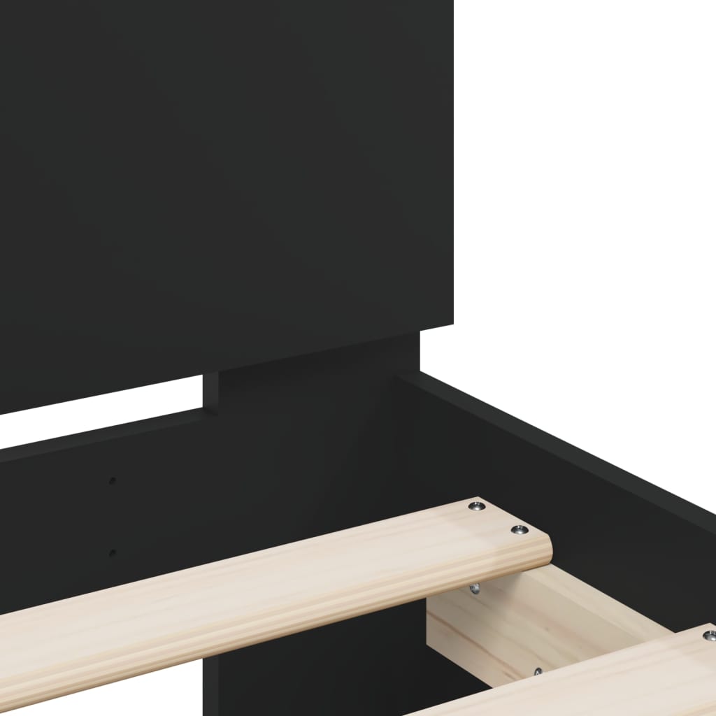 Giroletto con Testiera e LED Nero 200x200 cm | homemem39