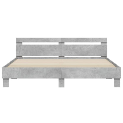 Giroletto con Testiera e LED Grigio Cemento 180x200 cm | homemem39
