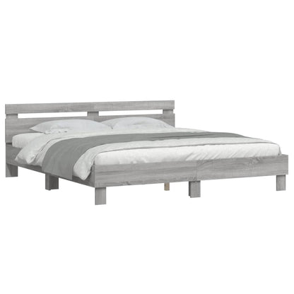 Giroletto con Testiera e LED Grigio Sonoma 180x200 cm | homemem39