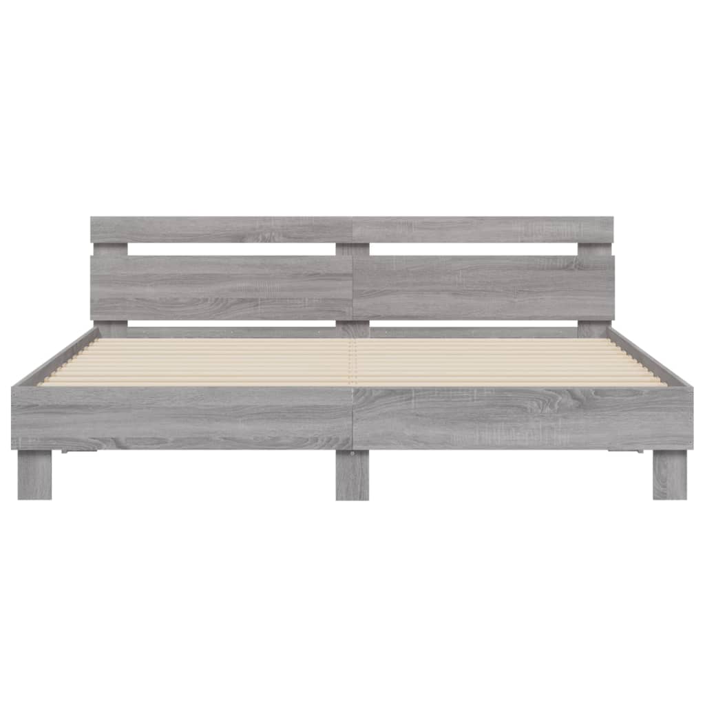 Giroletto con Testiera e LED Grigio Sonoma 180x200 cm | homemem39