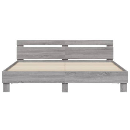 Giroletto con Testiera e LED Grigio Sonoma 180x200 cm | homemem39