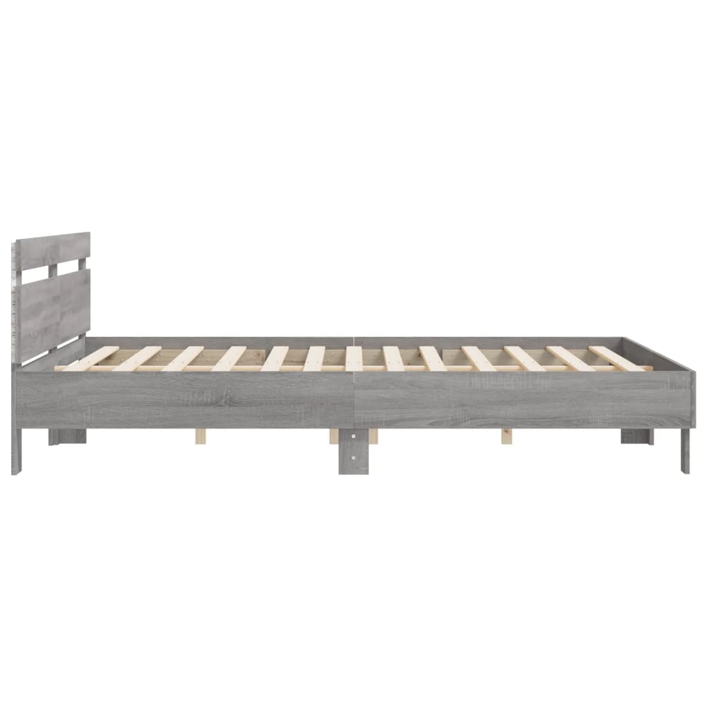 Giroletto con Testiera e LED Grigio Sonoma 180x200 cm | homemem39