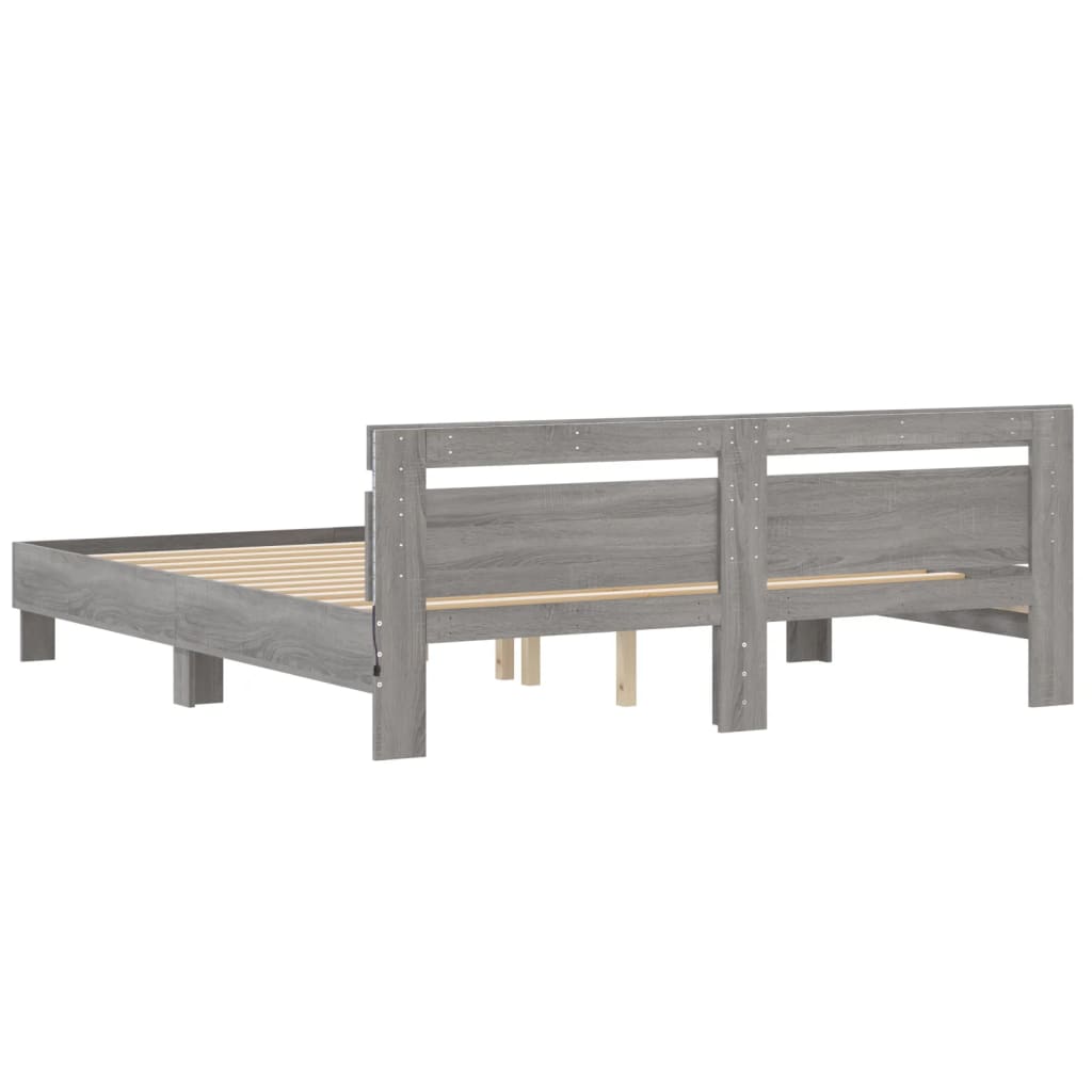 Giroletto con Testiera e LED Grigio Sonoma 180x200 cm | homemem39