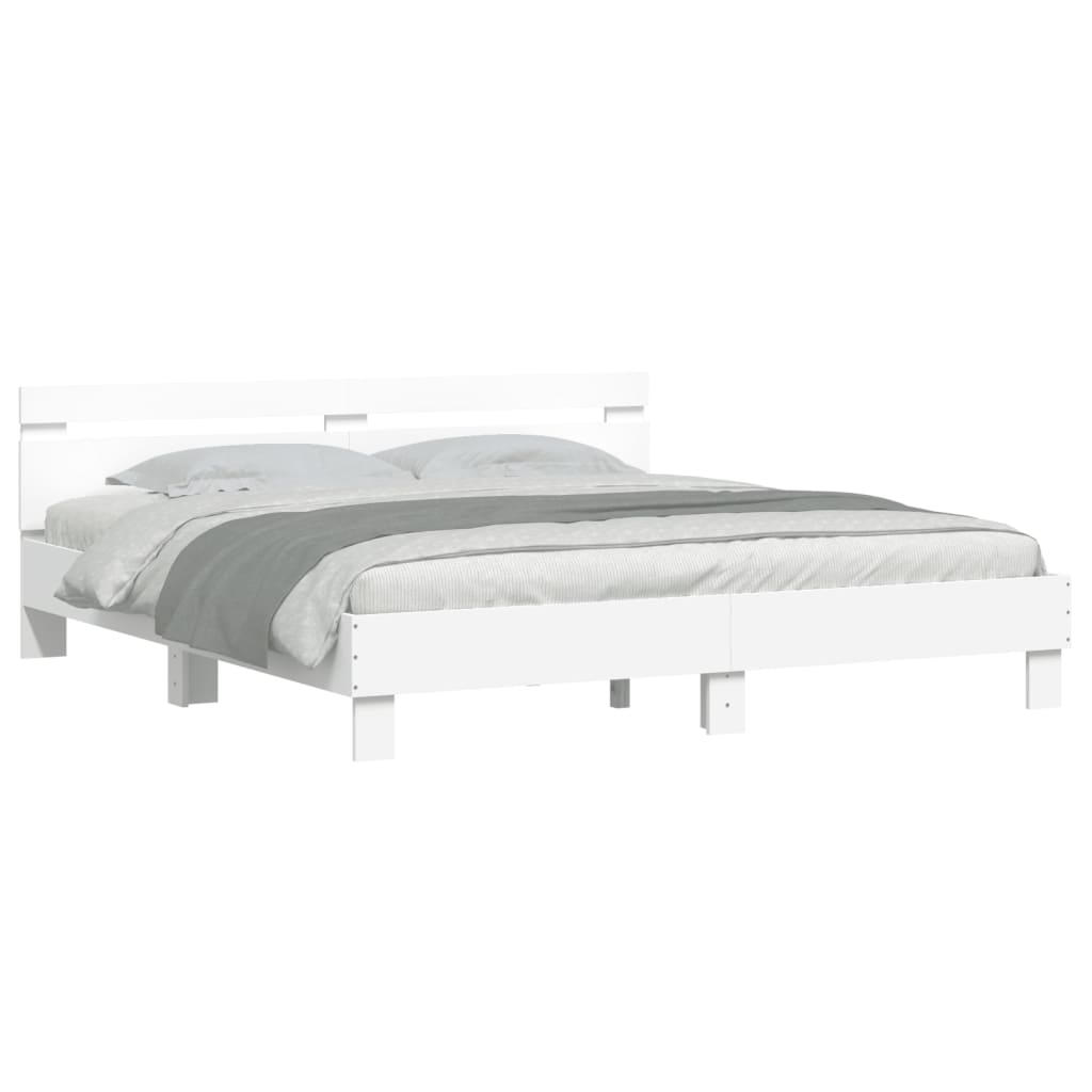 Giroletto con Testiera e LED Bianco 160x200 cm | homemem39