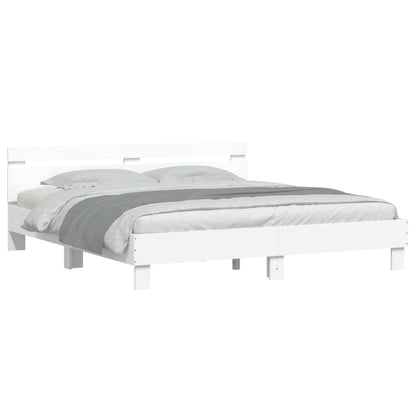 Giroletto con Testiera e LED Bianco 160x200 cm | homemem39