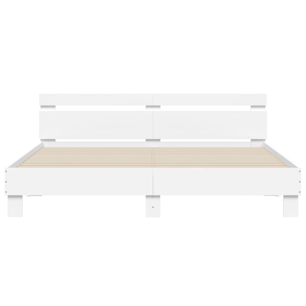 Giroletto con Testiera e LED Bianco 160x200 cm | homemem39