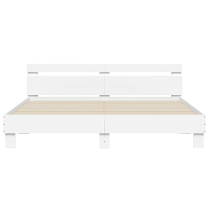 Giroletto con Testiera e LED Bianco 160x200 cm | homemem39