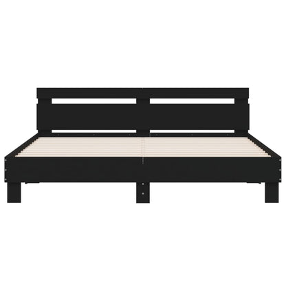 Giroletto con Testiera e LED Nero 160x200 cm | homemem39