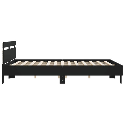 Giroletto con Testiera e LED Nero 160x200 cm | homemem39