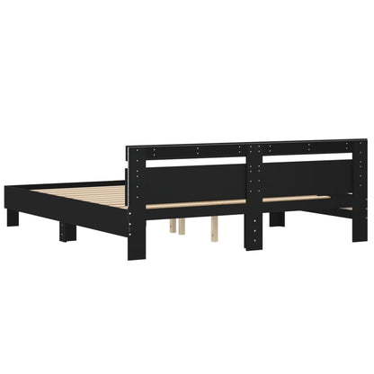 Giroletto con Testiera e LED Nero 160x200 cm | homemem39