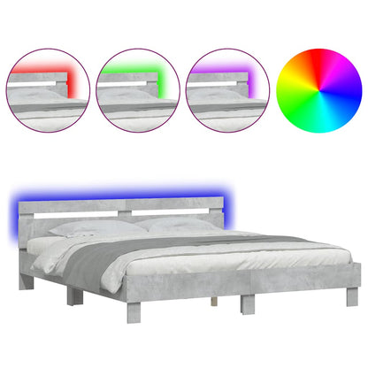 Giroletto con Testiera e LED Grigio Cemento 160x200 cm | homemem39