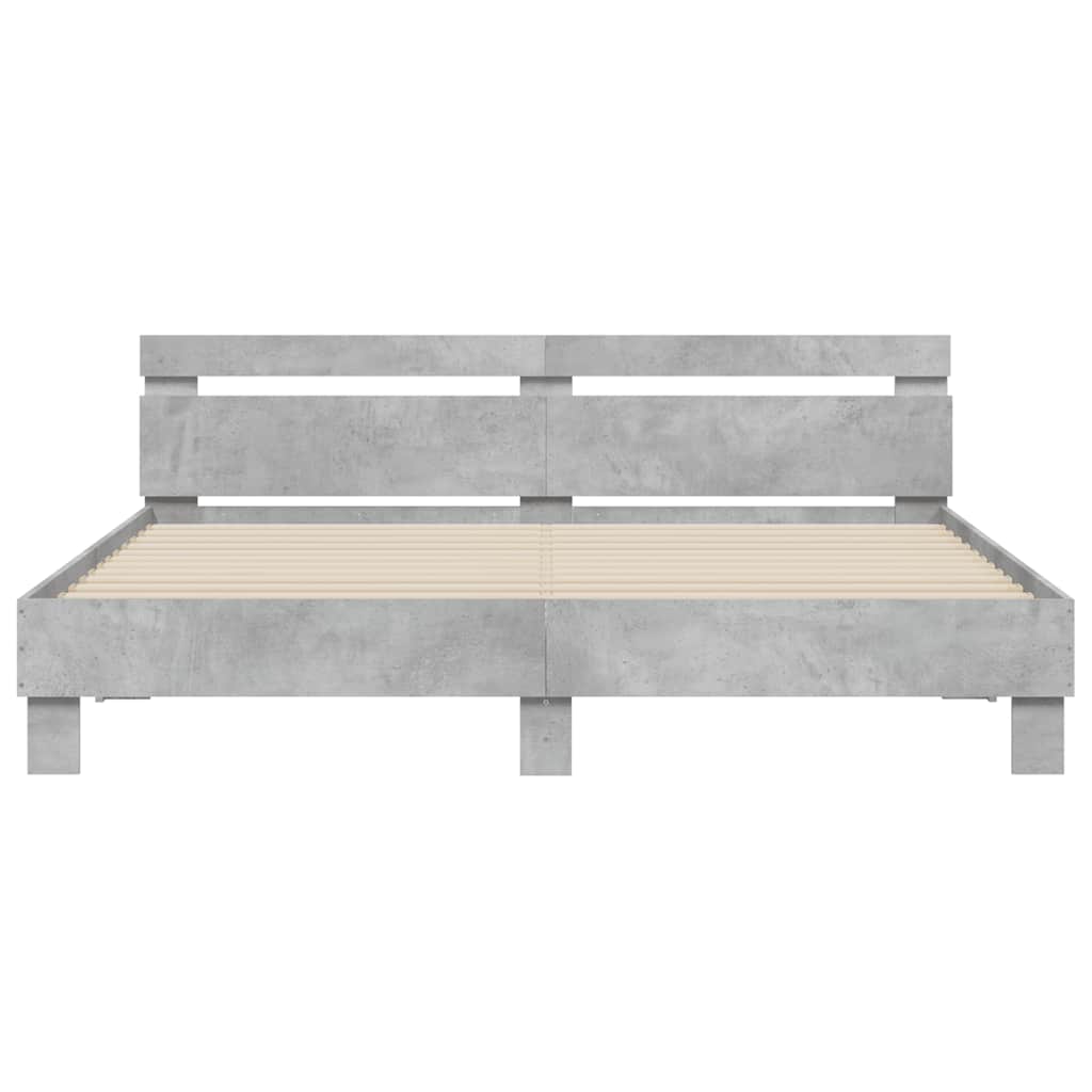 Giroletto con Testiera e LED Grigio Cemento 160x200 cm | homemem39