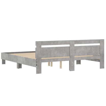 Giroletto con Testiera e LED Grigio Cemento 160x200 cm | homemem39
