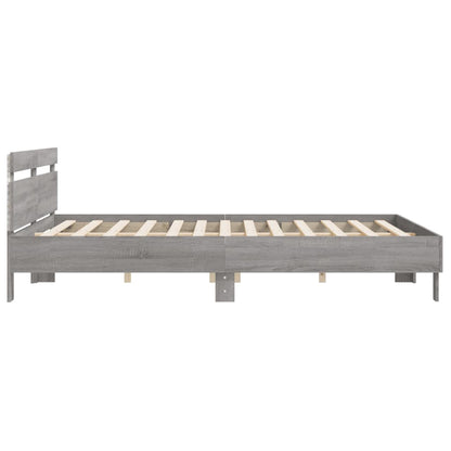 Giroletto con Testiera e LED Grigio Sonoma 160x200 cm | homemem39