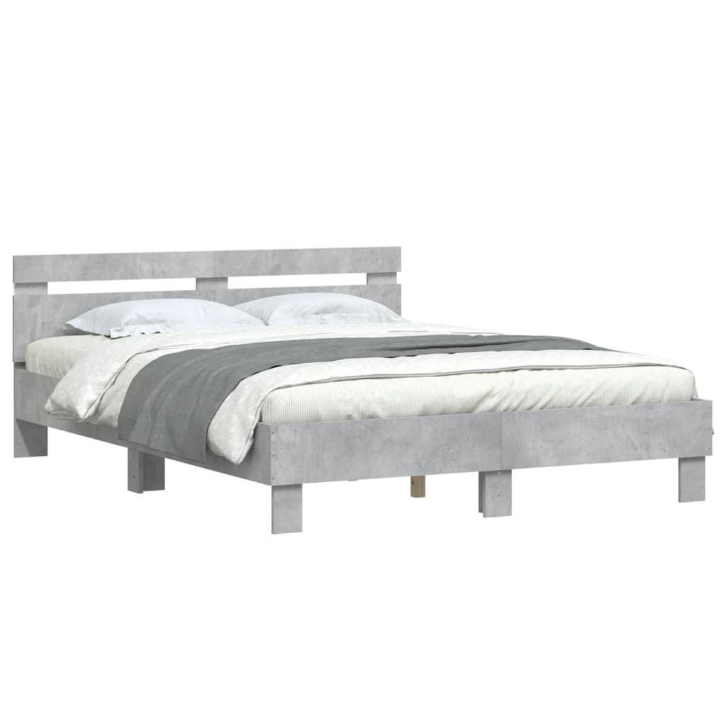 Giroletto con Testiera e LED Grigio Cemento 150x200 cm | homemem39