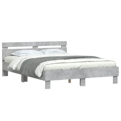 Giroletto con Testiera e LED Grigio Cemento 150x200 cm | homemem39