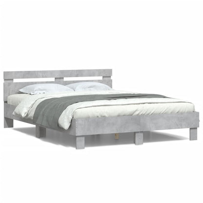 Giroletto con Testiera e LED Grigio Cemento 150x200 cm | homemem39