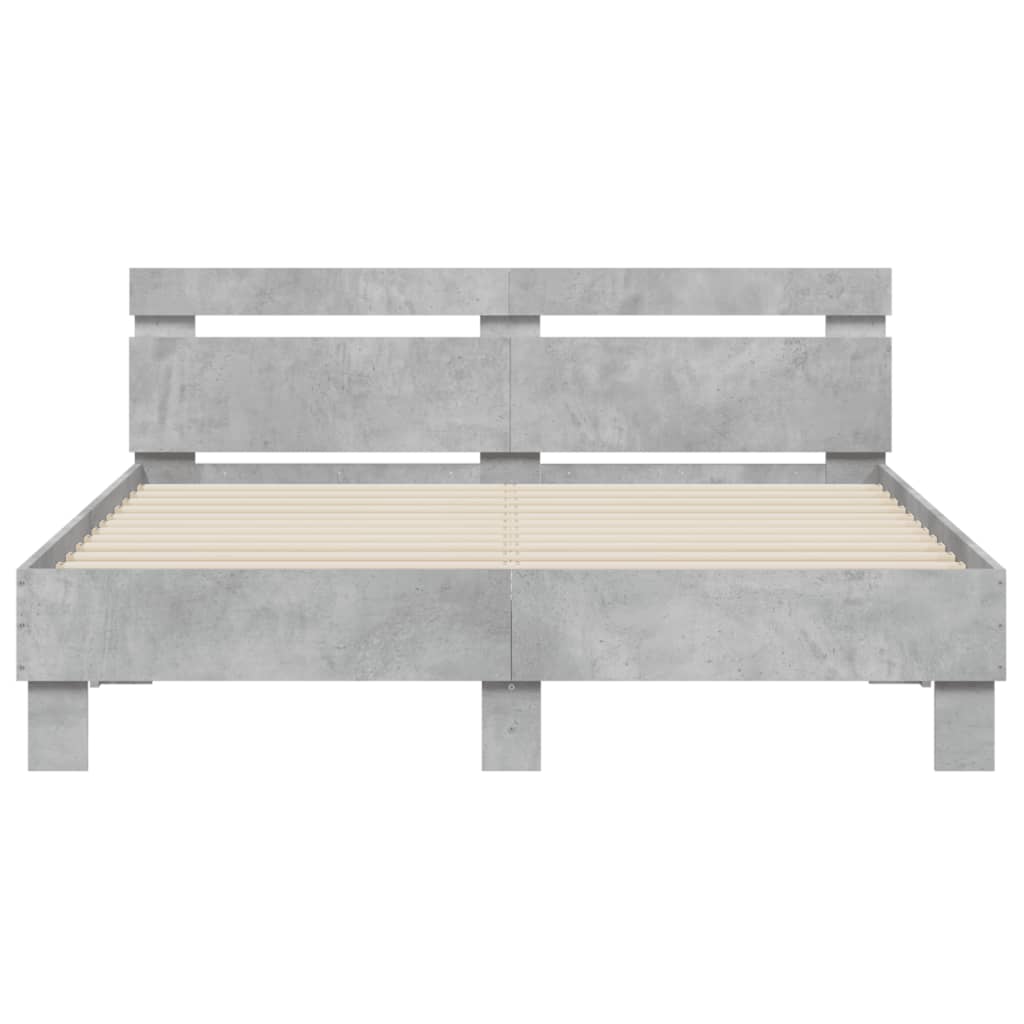 Giroletto con Testiera e LED Grigio Cemento 150x200 cm | homemem39